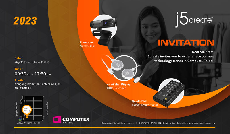 j5create 2023年台北國際電腦展（COMPUTEX 2023）展覽通知