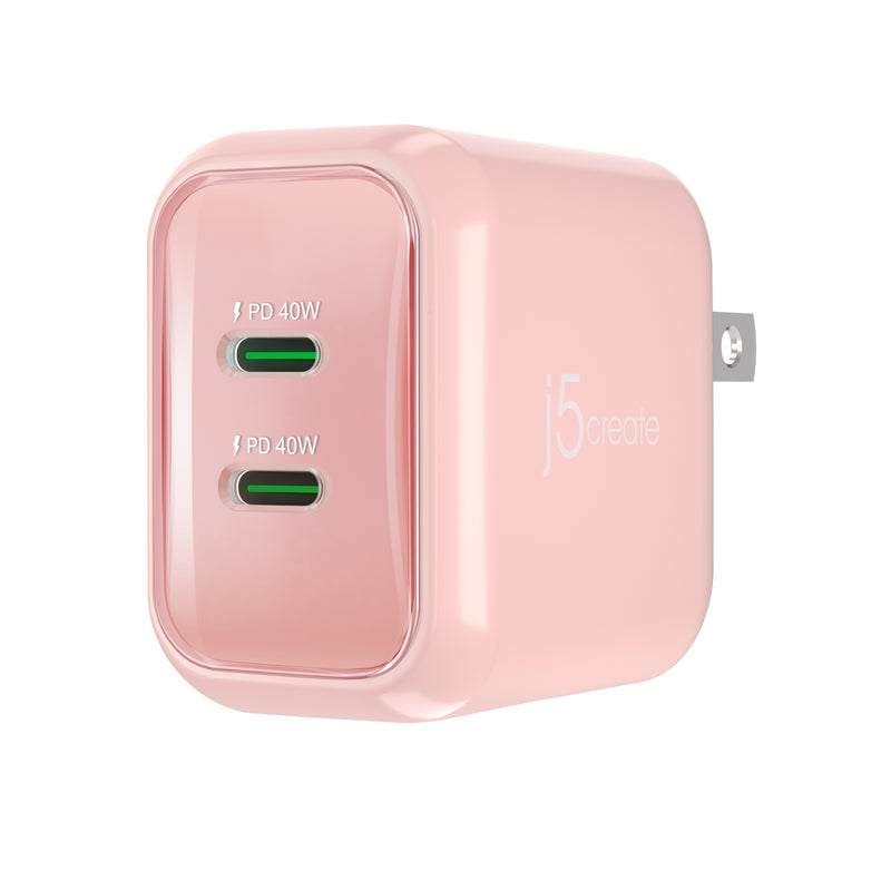 JUP2540 USB-C 雙孔 40W 氮化鎵GaN<Br>迷你PD智慧型極速電源供應器