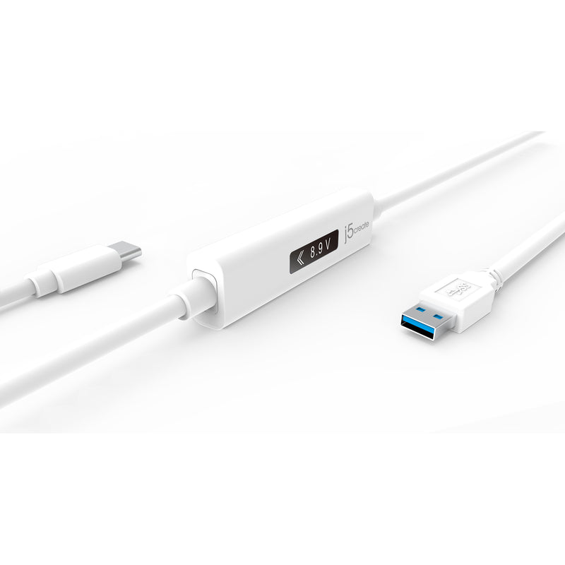 JUCP13 Type-A to USB-C 2.0充電傳輸線內嵌OLED動態螢幕顯示1.2米