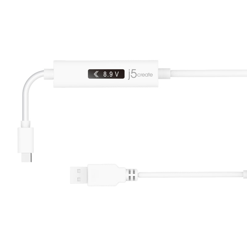 JUCP13 Type-A to USB-C 2.0充電傳輸線內嵌OLED動態螢幕顯示1.2米