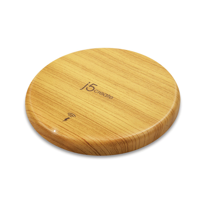 JUPW1101W 10W木紋無線充電盤(附QC3.0 USB快速充電器)